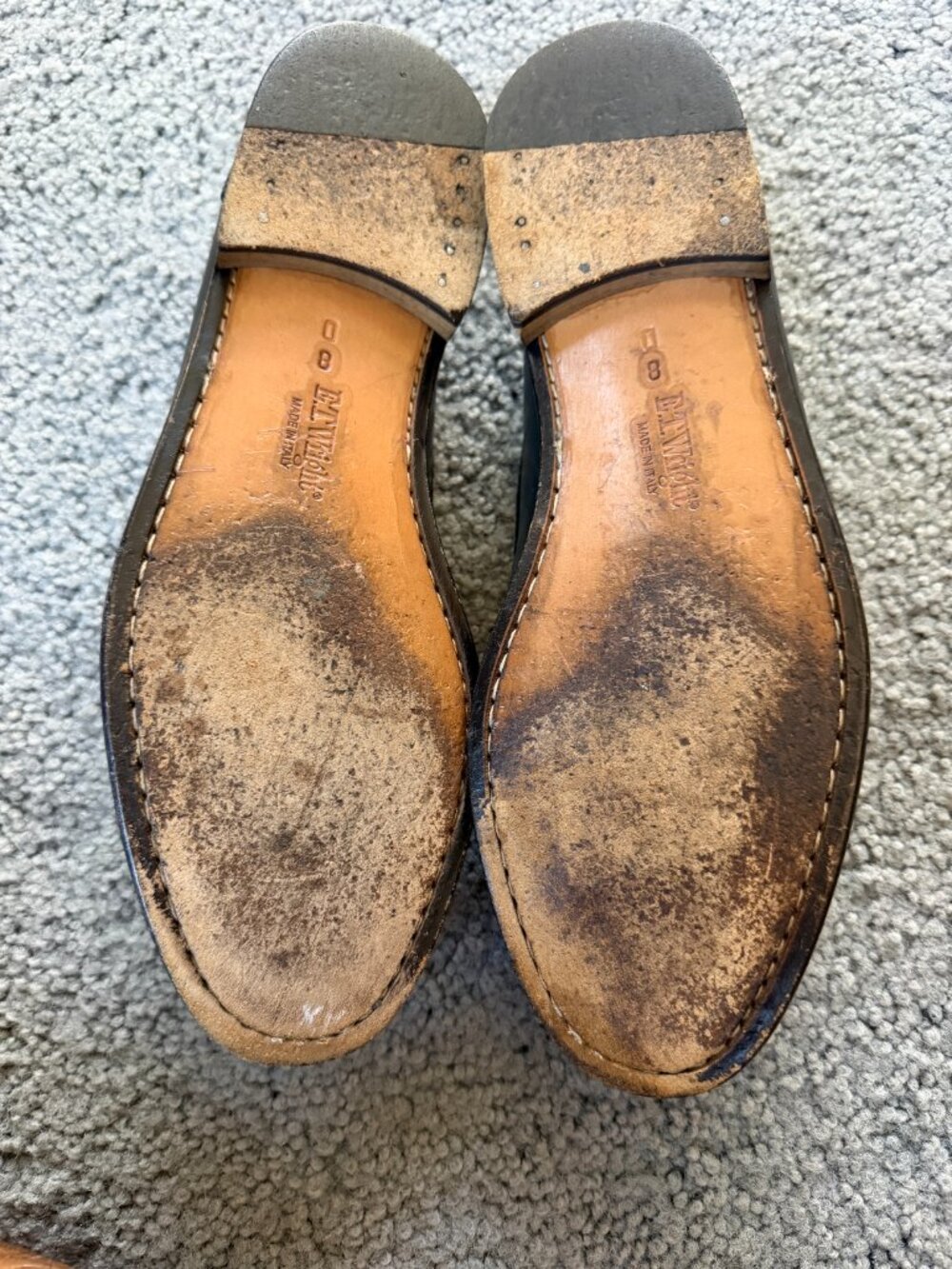 VTG E.T. Wright Made in Italy Genuine Ostrich Leather Loafers Size 8 D Black - Picture 5 of 10